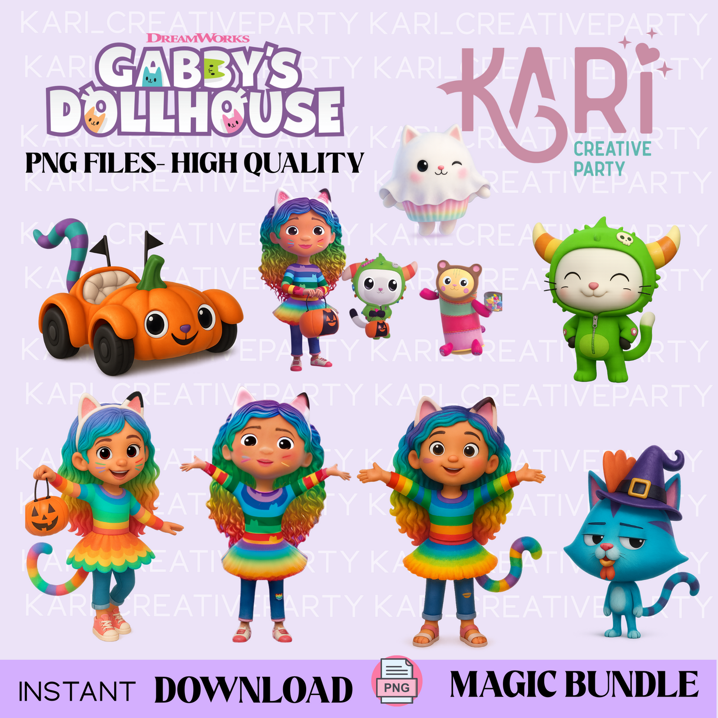 Gabby's Dollhouse Halloween PNG Bundle, Gabby's Dollhouse halloween png, Gabby's Dollhouse Halloween clipart