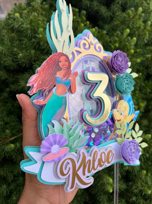 Black little mermaid cake topper