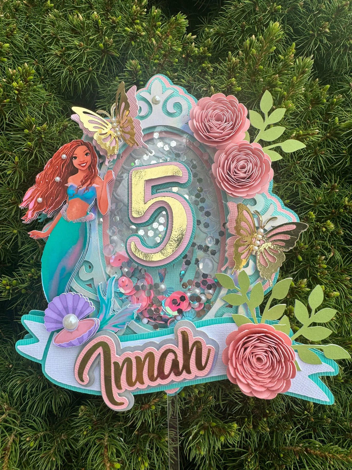 Black little mermaid cake topper