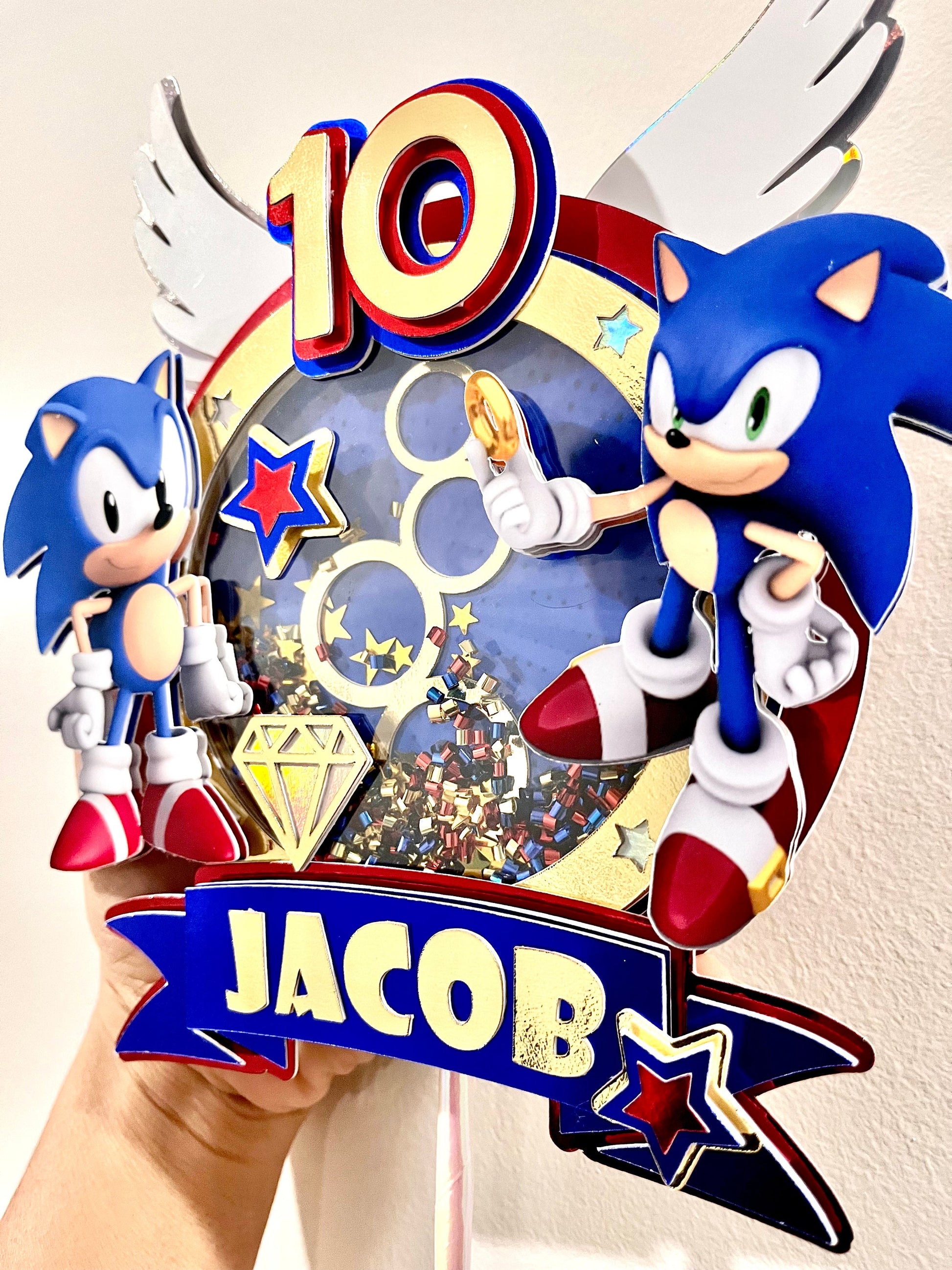 Shaker Cake Topper Sonic / sonic cake topper / Sonic The Hedgehog Cake Topper / Sonic party decoration / Sonic topper / 3D Cake Topper