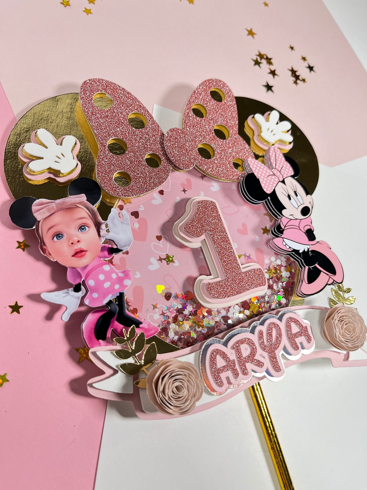 Minnie cake topper / minnie shaker topper / minnie custom topper / minnie birthday topper/ minnie birthday party / minnie party supplies
