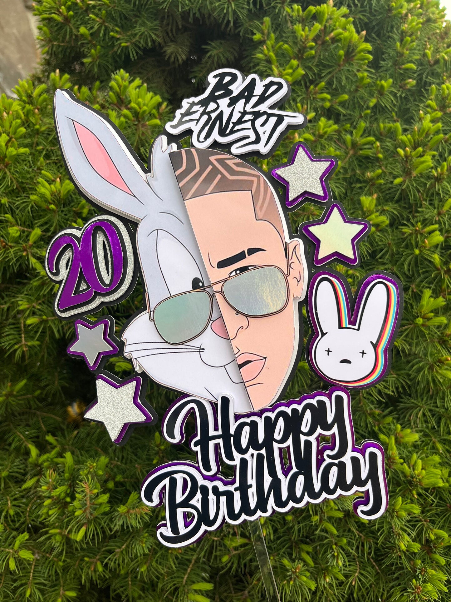Bad Bunny Cake topper / Bad Bunny topper / Bad Bunny custom topper / Bad Bunny party / Bad Bunny party supplies / Bad bunny decorations