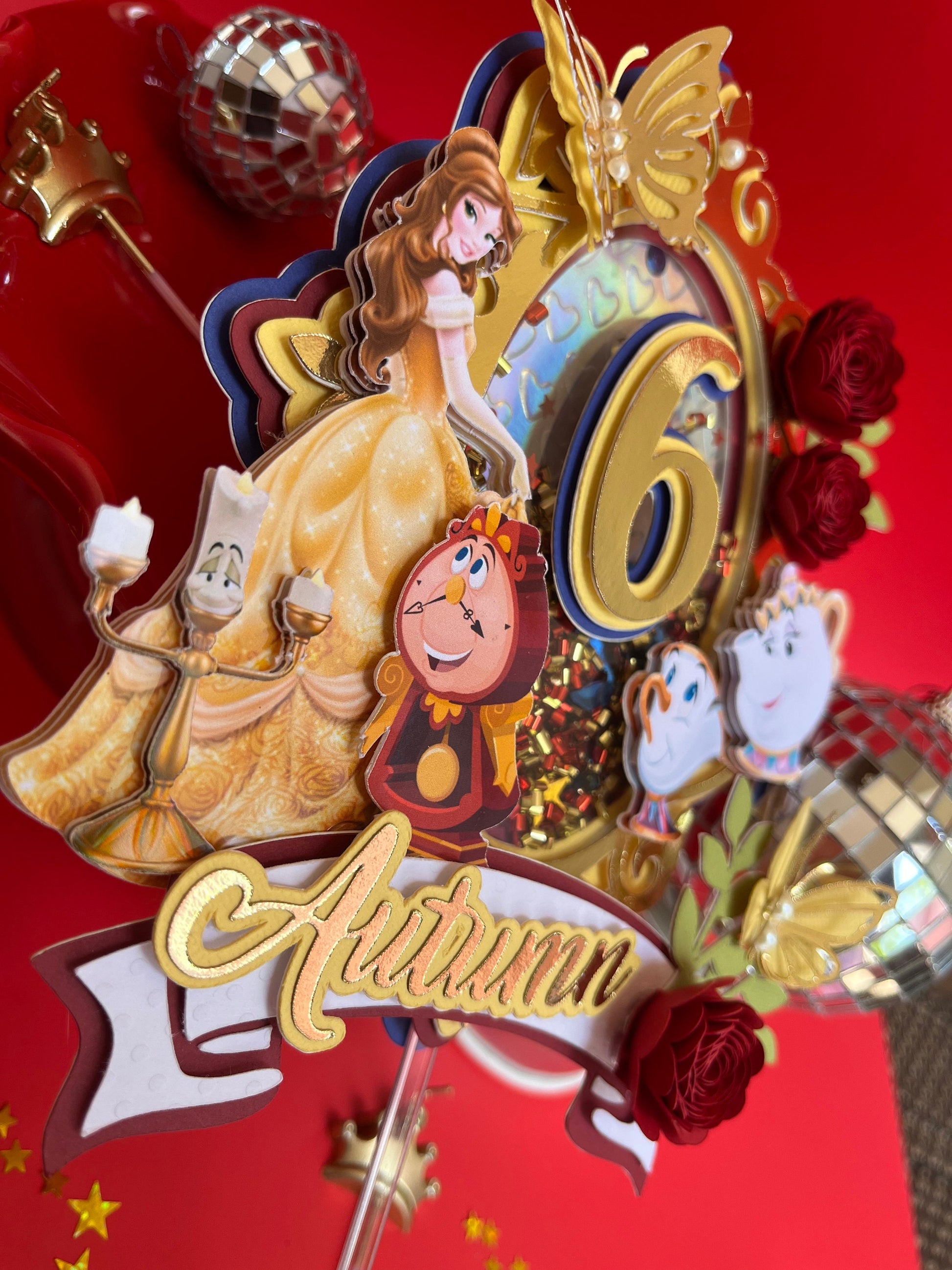 Beauty & the beast cake topper/ Belle cake topper/ beauty and the beast topper / Belle shaker topper/ Beauty and the beast party