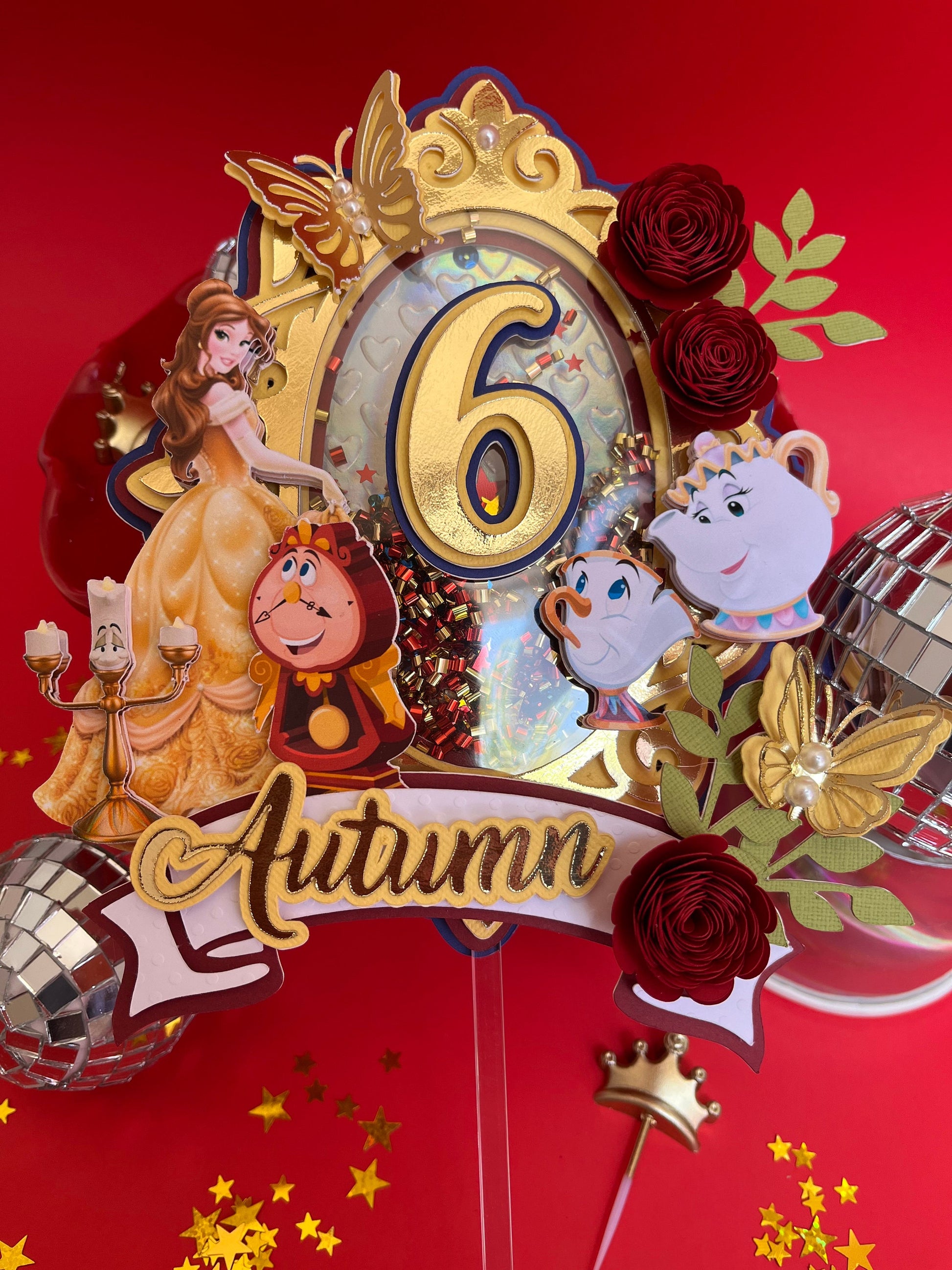 Beauty & the beast cake topper/ Belle cake topper/ beauty and the beast topper / Belle shaker topper/ Beauty and the beast party