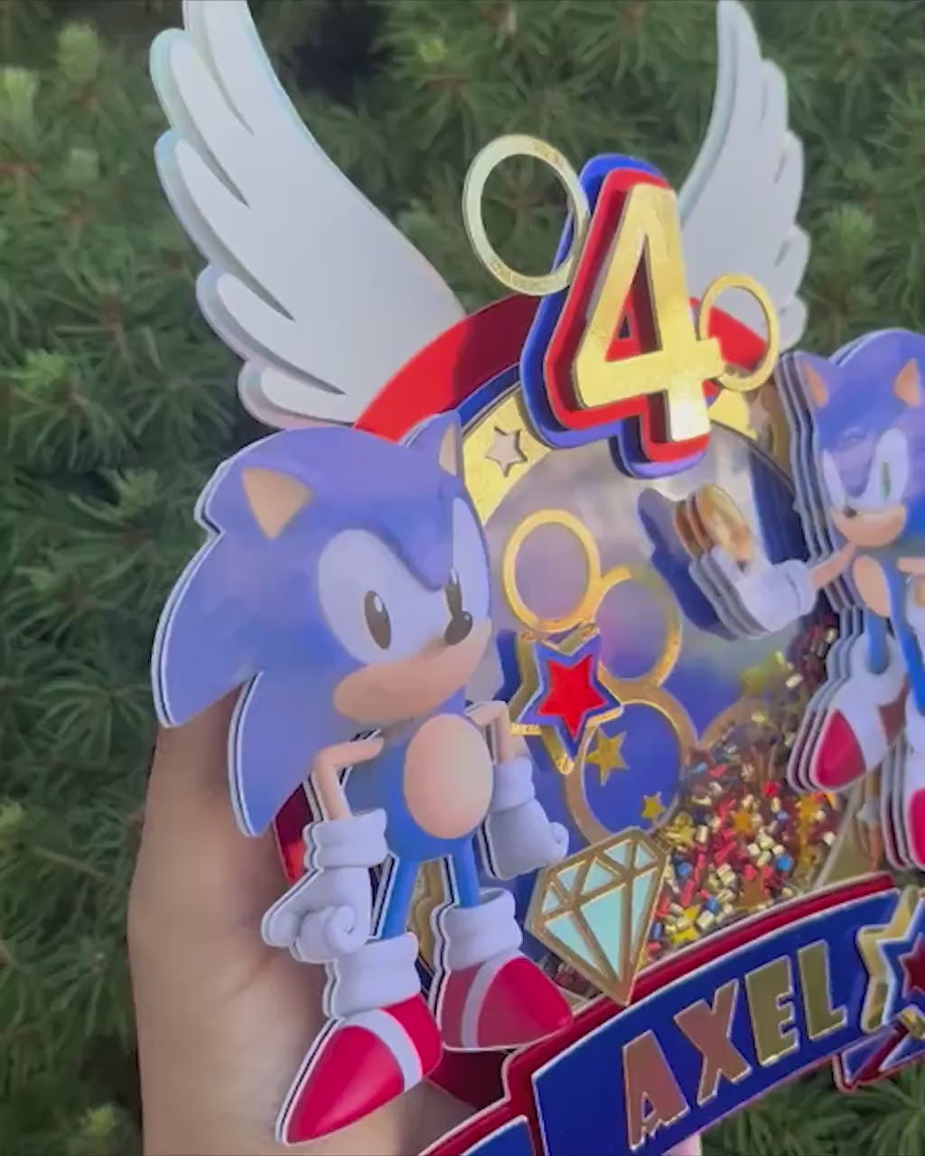 Shaker Cake Topper Sonic / sonic cake topper / Sonic The Hedgehog Cake Topper / Sonic party decoration / Sonic topper / 3D Cake Topper
