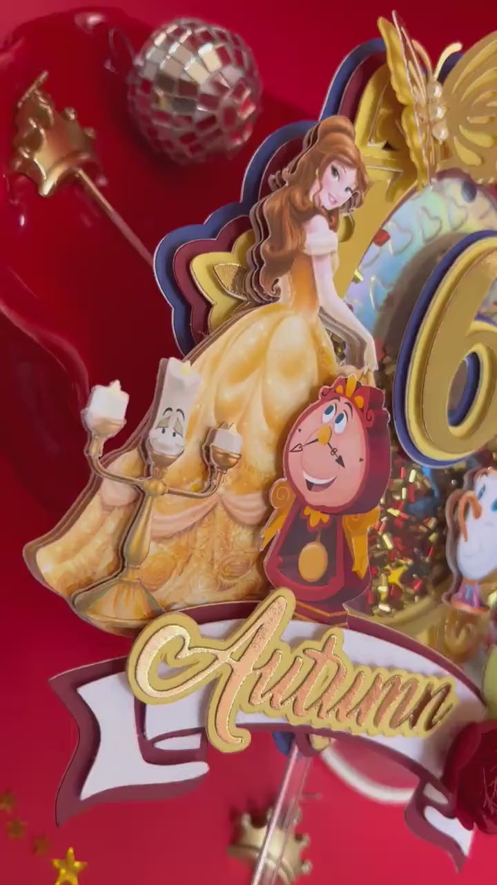 Beauty & the beast cake topper/ Belle cake topper/ beauty and the beast topper / Belle shaker topper/ Beauty and the beast party