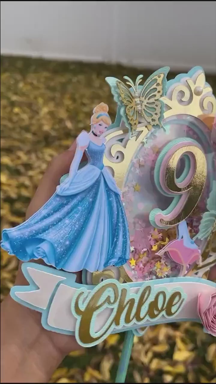 Princess Cake topper / Princess topper / Cinderella Cake topper / Cinderella party / Princess birthday topper