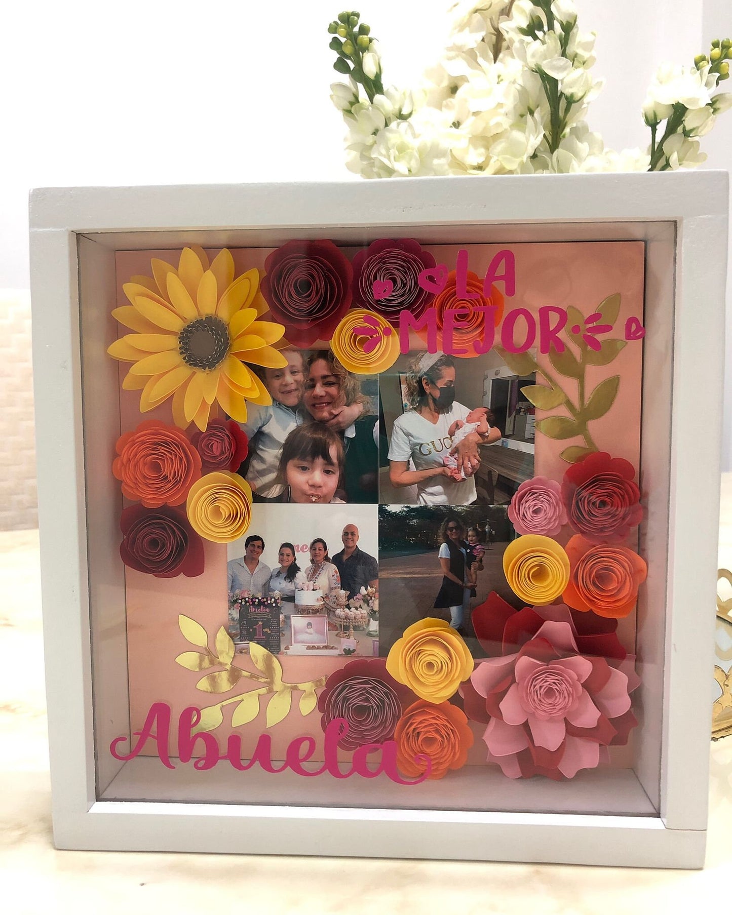 Floral Shadox Box/ 3D paper flower shadow box / shadow box gift / 3d paper flower gifts / custom shadow box / mothers day / mothers day gift