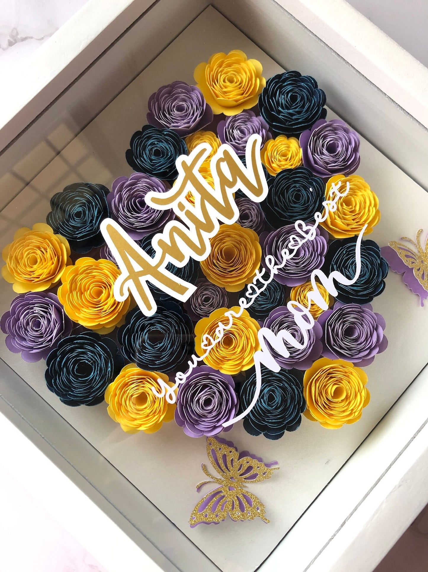 Floral Shadox Box/ 3D paper flower shadow box / shadow box gift / 3d paper flower gifts / custom shadow box / mothers day / mothers day gift