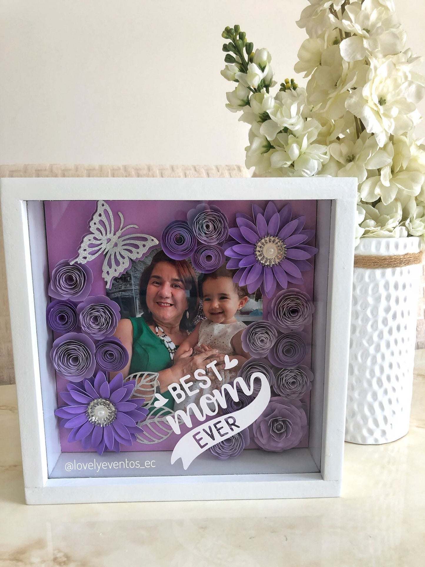 Floral Shadox Box/ 3D paper flower shadow box / shadow box gift / 3d paper flower gifts / custom shadow box / mothers day / mothers day gift