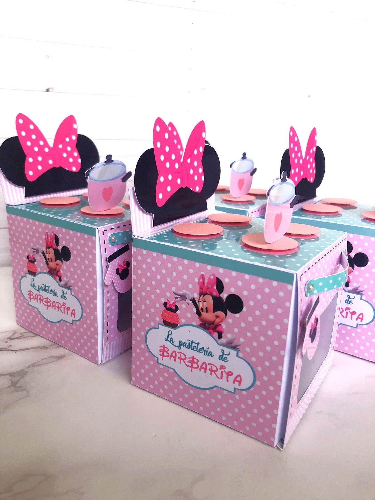 Minnie Kitchen favor boxes/ minnie treat boxes/ minnie party decor/ minnie birthday party