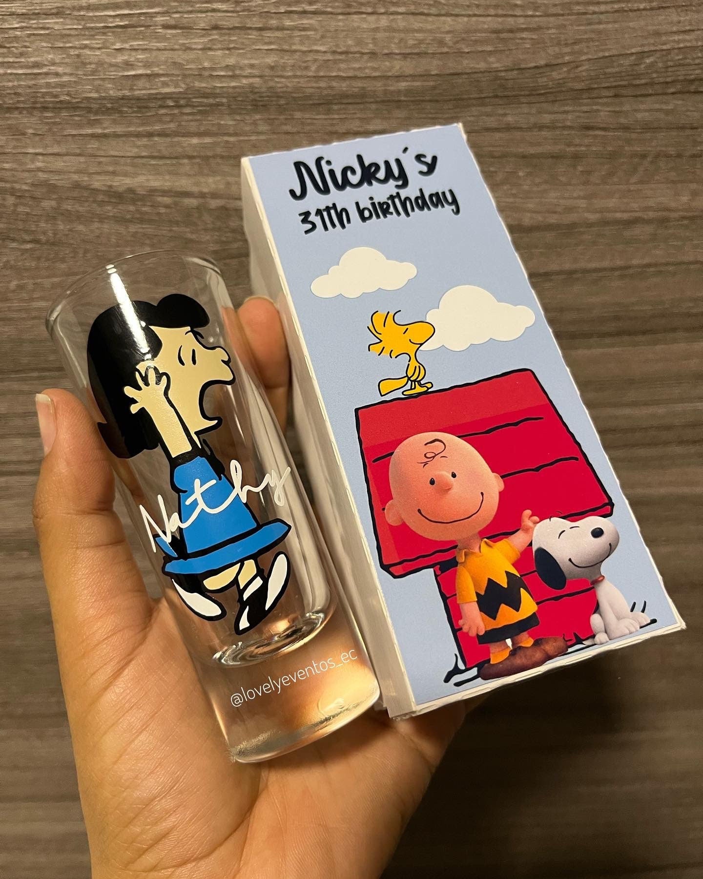 Snoopy Shot Glasses/ personalized glasses/ snoopy party decor/ snoopy birthday party/ birthday shot glasses