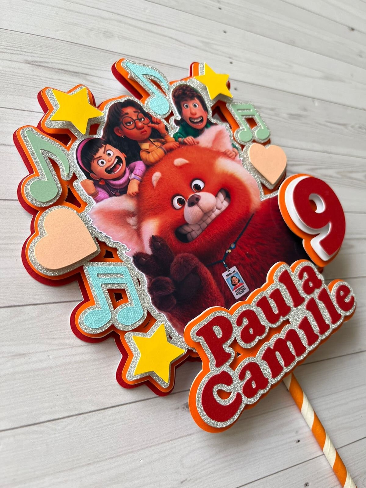 Turning red cake topper| panda red birthday party decor| red panda cake topper| custom cake topper| turning red party| turning red topper