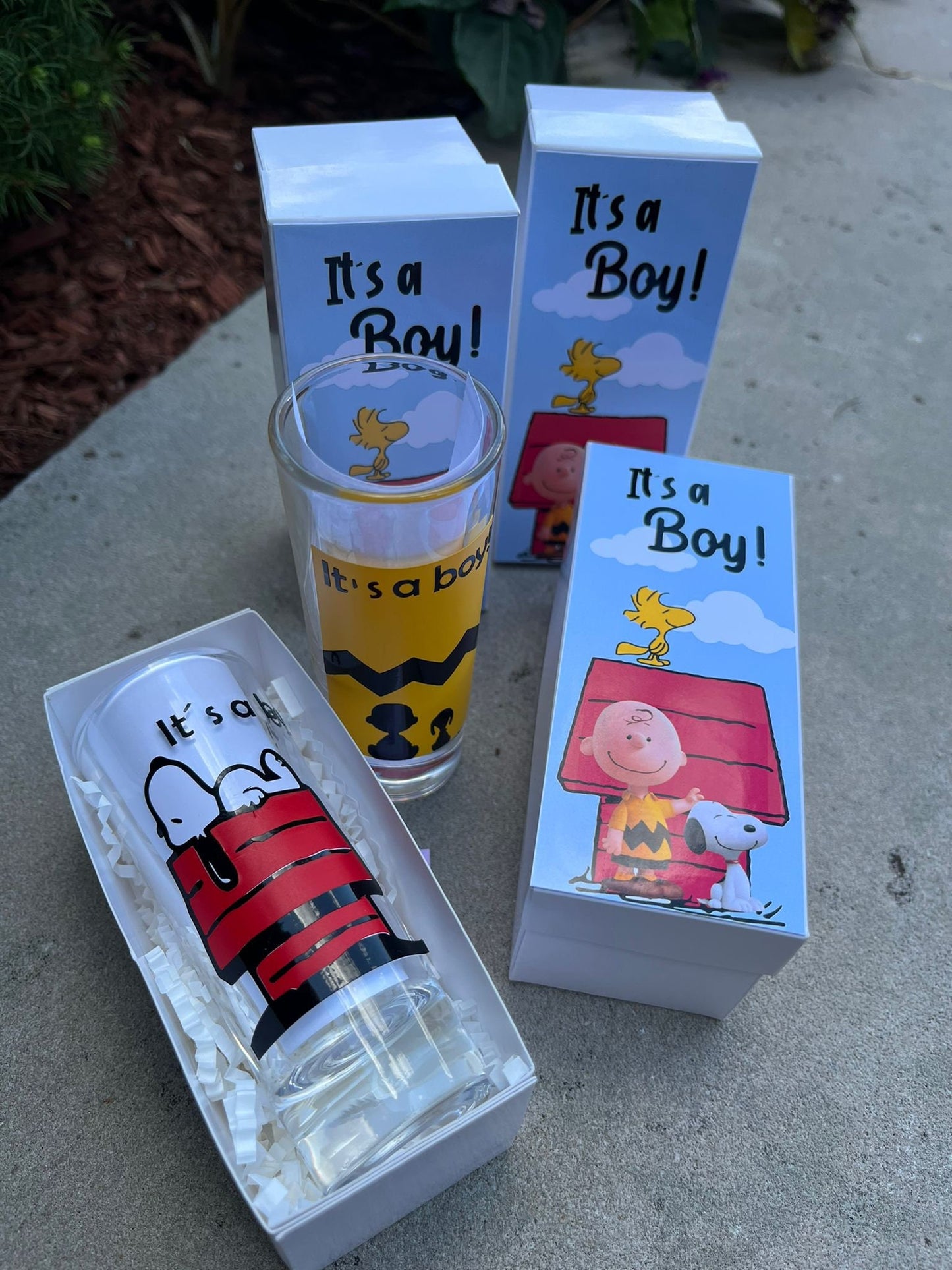 Snoopy Shot Glasses/ personalized glasses/ snoopy party decor/ snoopy birthday party/ birthday shot glasses