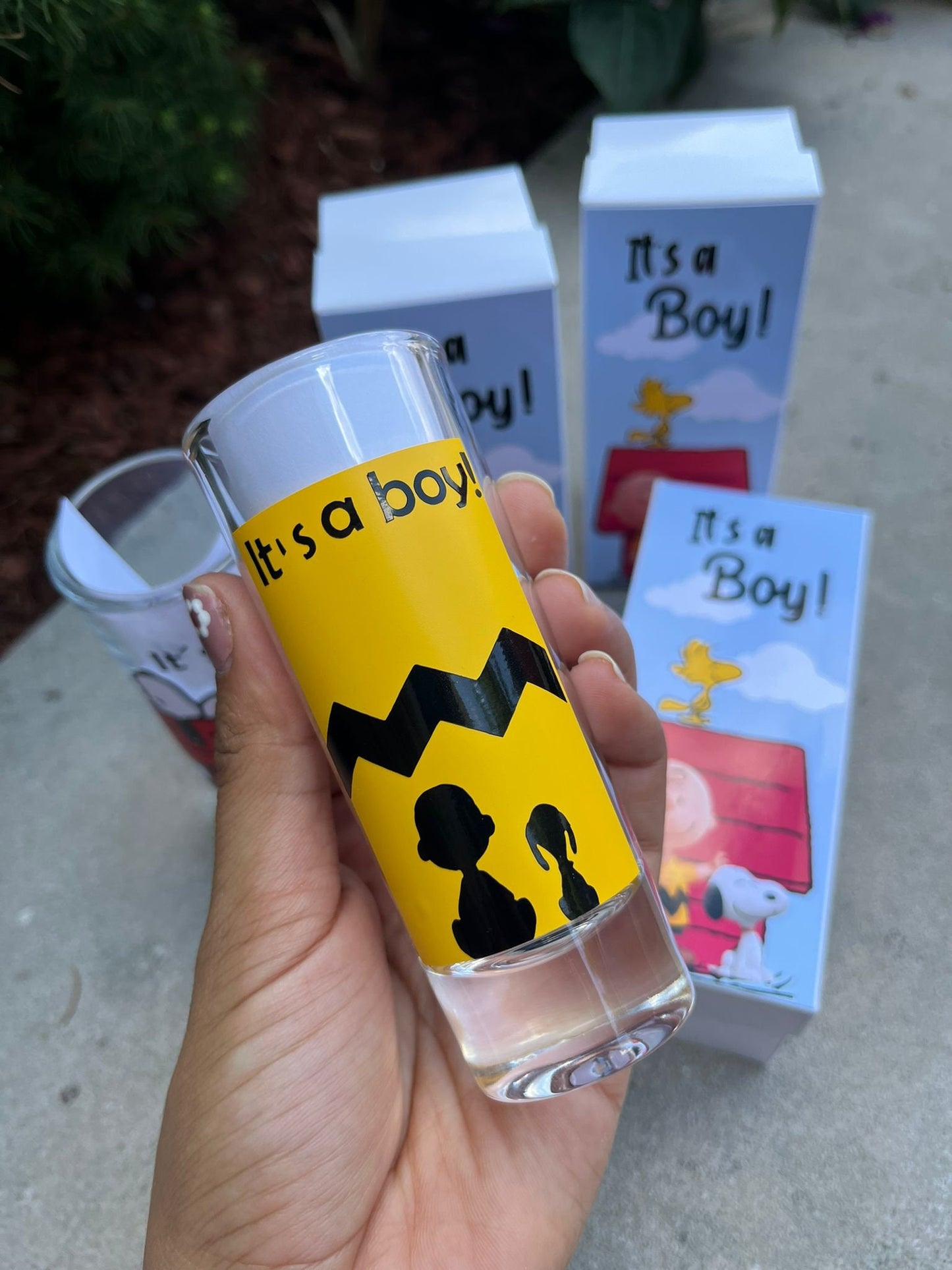 Snoopy Shot Glasses/ personalized glasses/ snoopy party decor/ snoopy birthday party/ birthday shot glasses
