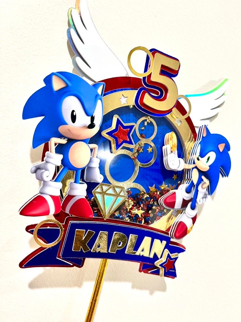 Shaker Cake Topper Sonic / sonic cake topper / Sonic The Hedgehog Cake Topper / Sonic party decoration / Sonic topper / 3D Cake Topper