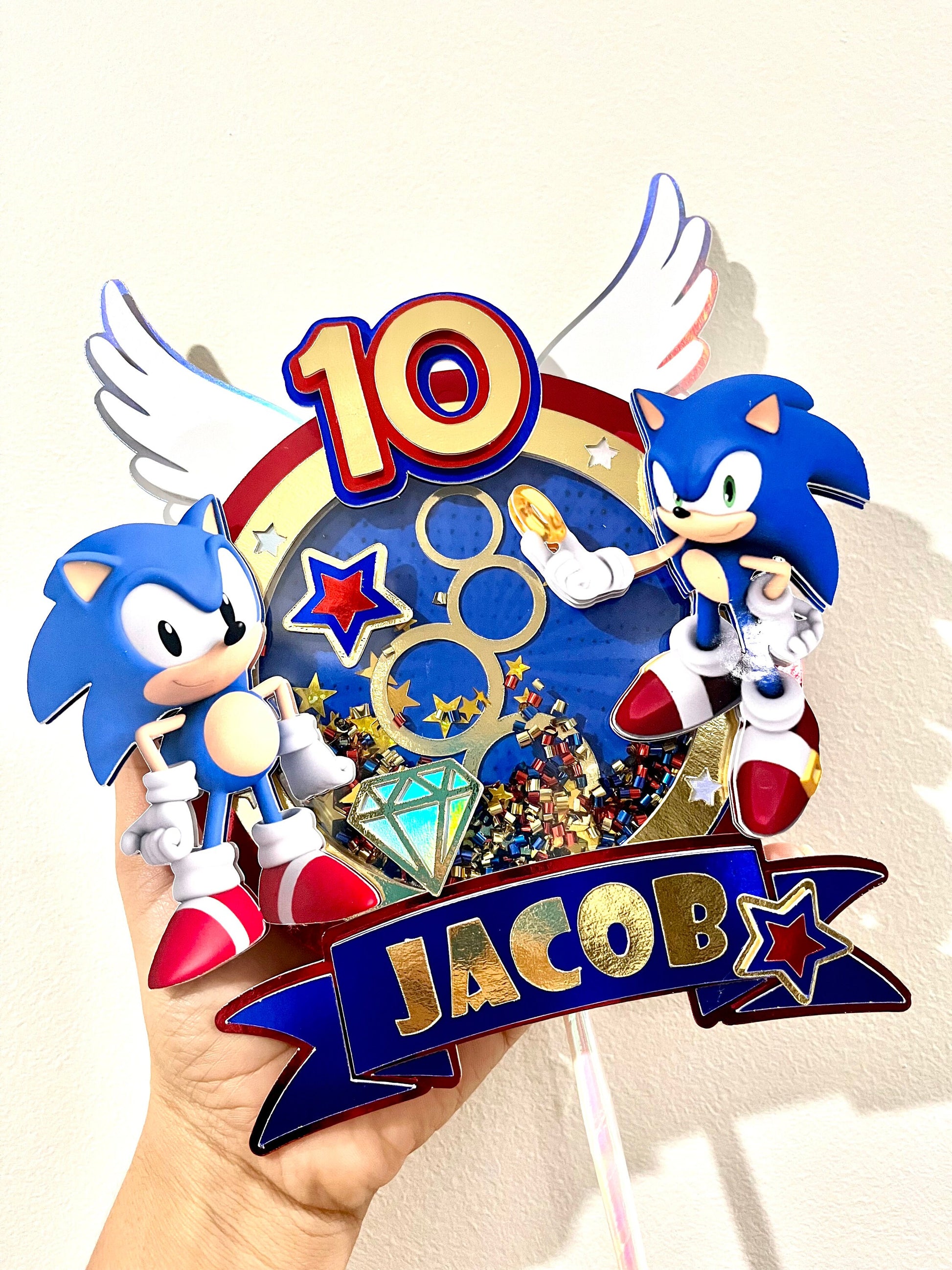 Shaker Cake Topper Sonic / sonic cake topper / Sonic The Hedgehog Cake Topper / Sonic party decoration / Sonic topper / 3D Cake Topper