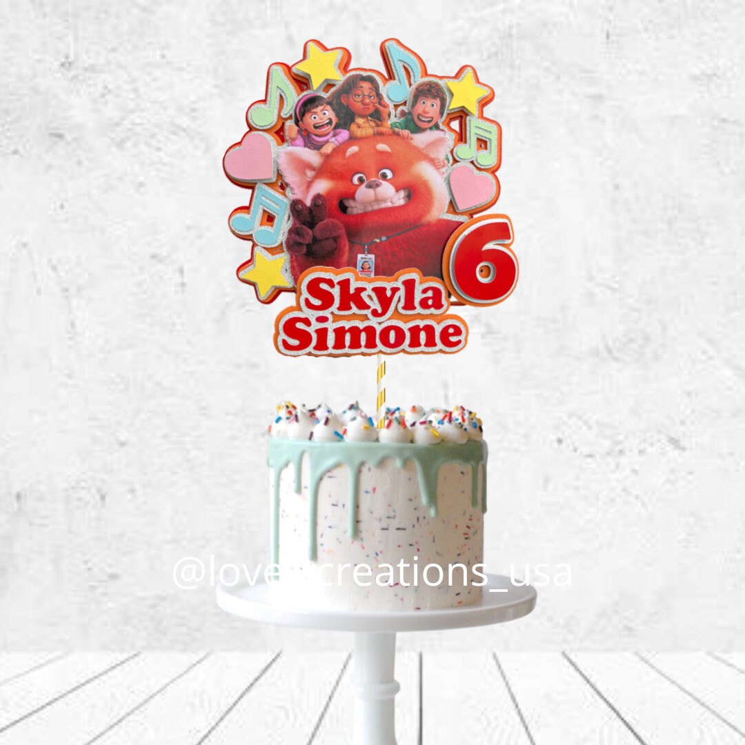 Turning red cake topper| panda red birthday party decor| red panda cake topper| custom cake topper| turning red party| turning red topper