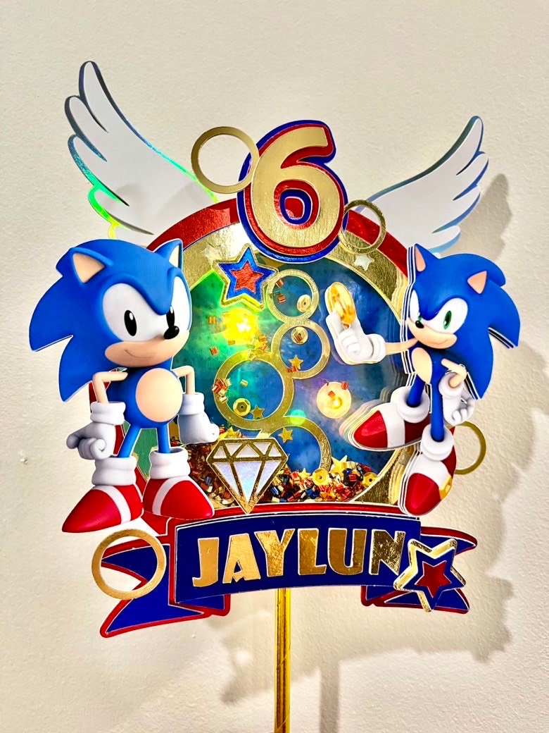 Shaker Cake Topper Sonic / sonic cake topper / Sonic The Hedgehog Cake Topper / Sonic party decoration / Sonic topper / 3D Cake Topper