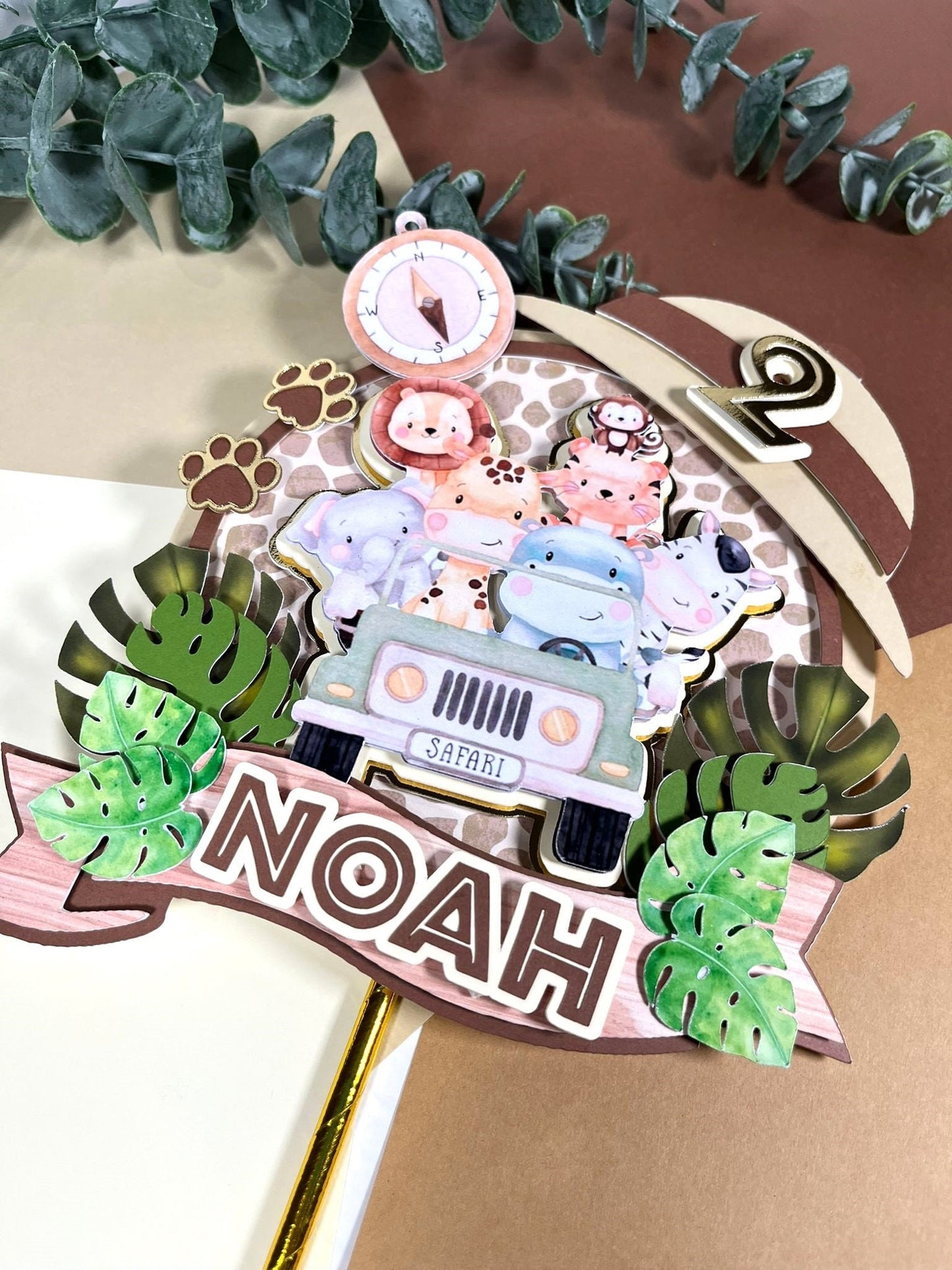 Safari cake topper / safari topper / safari baby shower cake topper / safari party supplies / jungle cake topper/ safari cupcake toppers