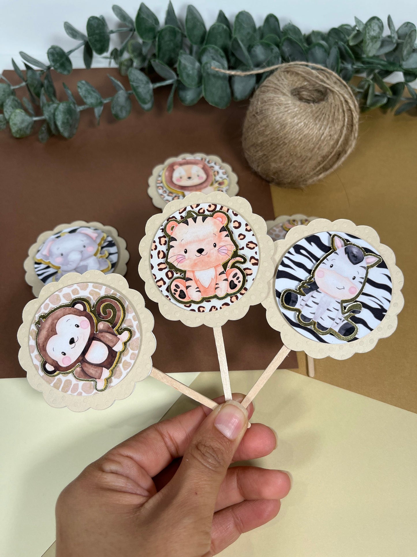 Safari cake topper / safari topper / safari baby shower cake topper / safari party supplies / jungle cake topper/ safari cupcake toppers