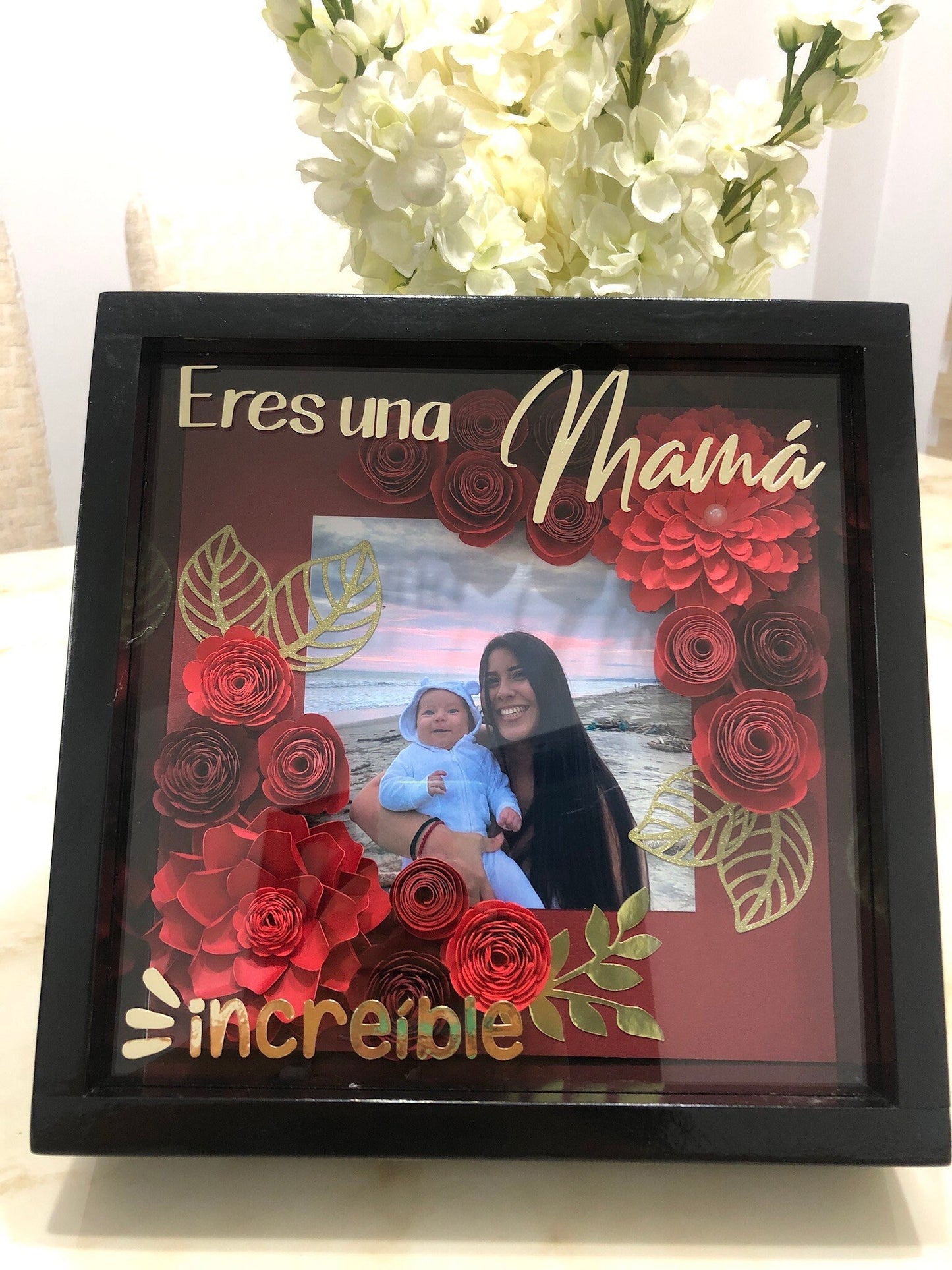Floral Shadox Box/ 3D paper flower shadow box / shadow box gift / 3d paper flower gifts / custom shadow box / mothers day / mothers day gift