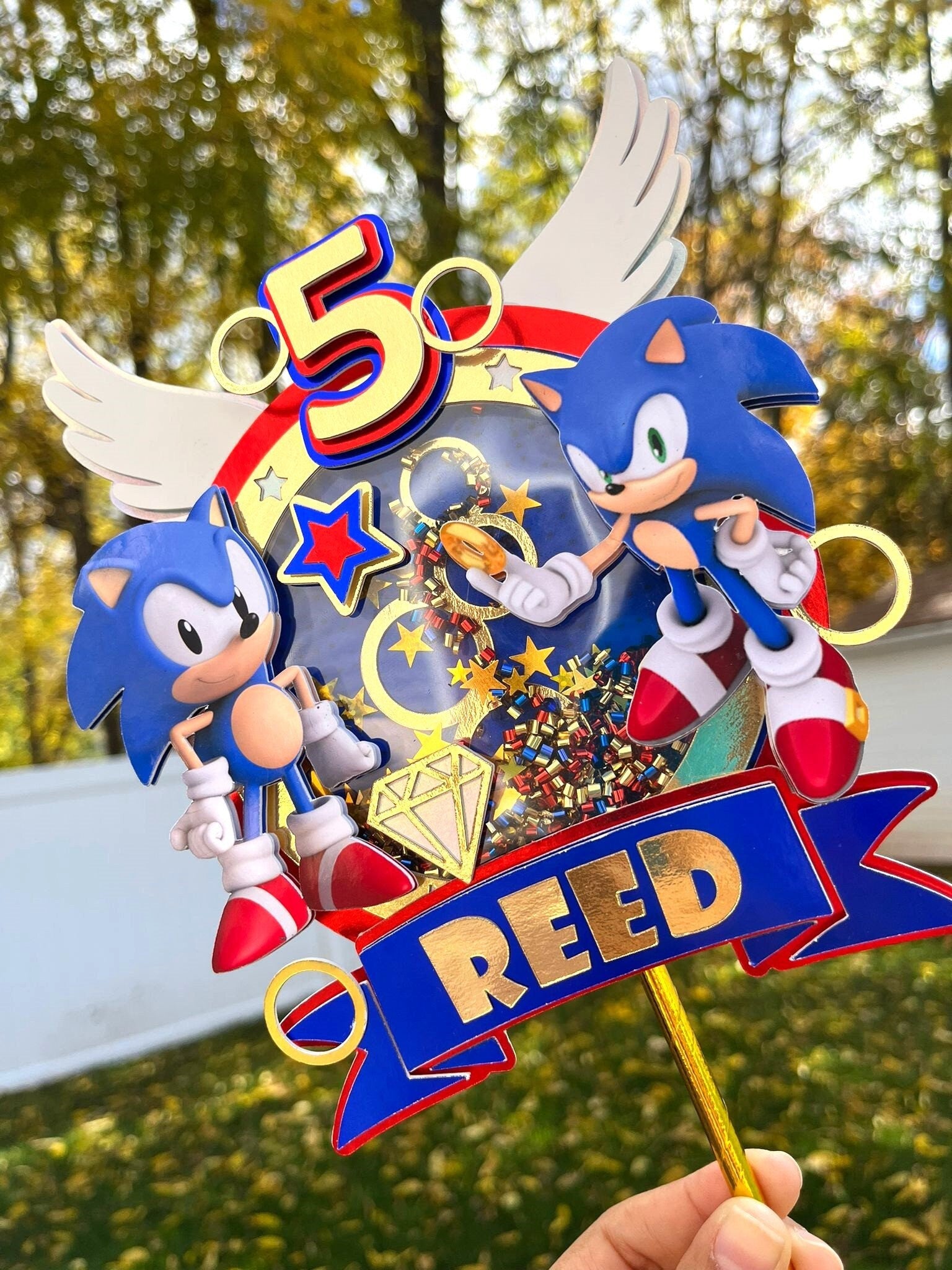 Shaker Cake Topper Sonic / sonic cake topper / Sonic The Hedgehog Cake Topper / Sonic party decoration / Sonic topper / 3D Cake Topper