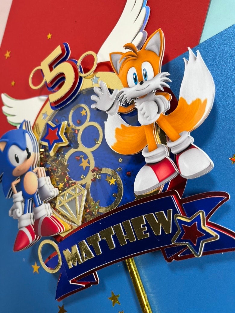 Shaker Cake Topper Sonic / sonic cake topper / Sonic The Hedgehog Cake Topper / Sonic party decoration / Sonic topper / 3D Cake Topper