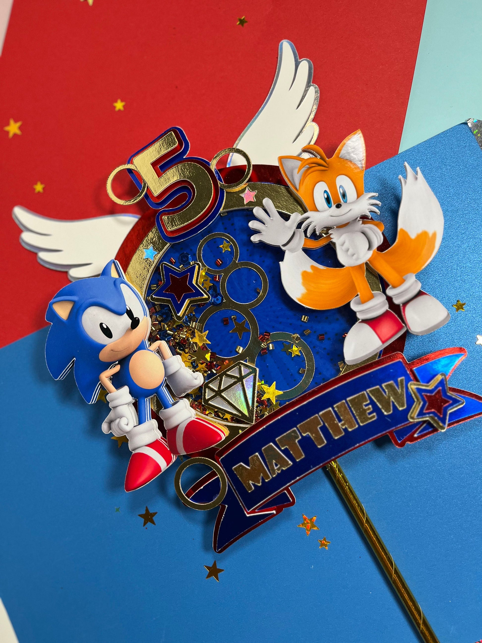 Shaker Cake Topper Sonic / sonic cake topper / Sonic The Hedgehog Cake Topper / Sonic party decoration / Sonic topper / 3D Cake Topper