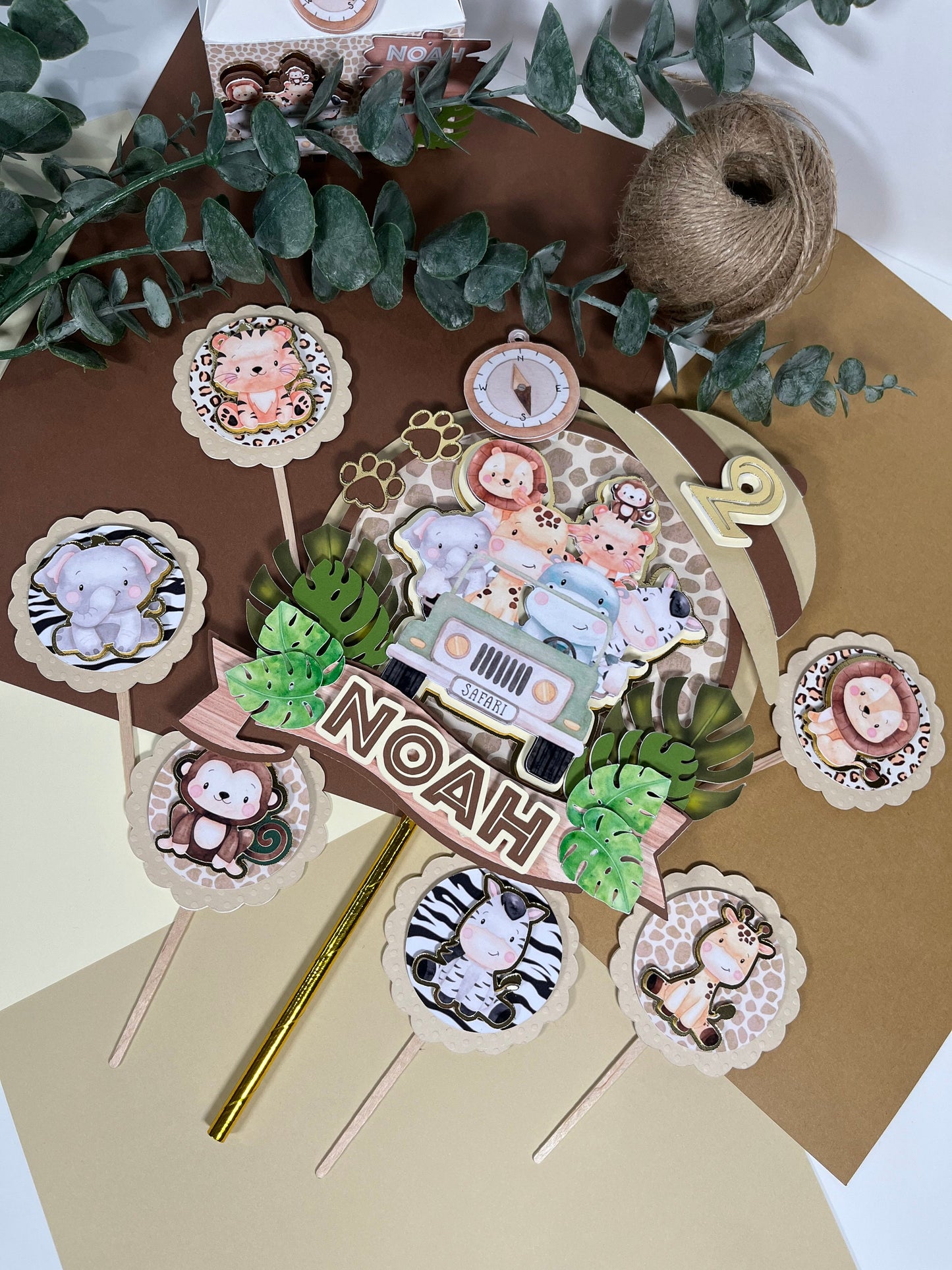 Safari cake topper / safari topper / safari baby shower cake topper / safari party supplies / jungle cake topper/ safari cupcake toppers