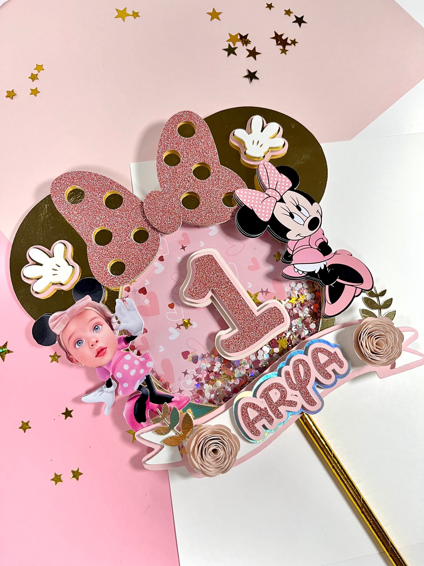 Minnie cake topper / minnie shaker topper / minnie custom topper / minnie birthday topper/ minnie birthday party / minnie party supplies