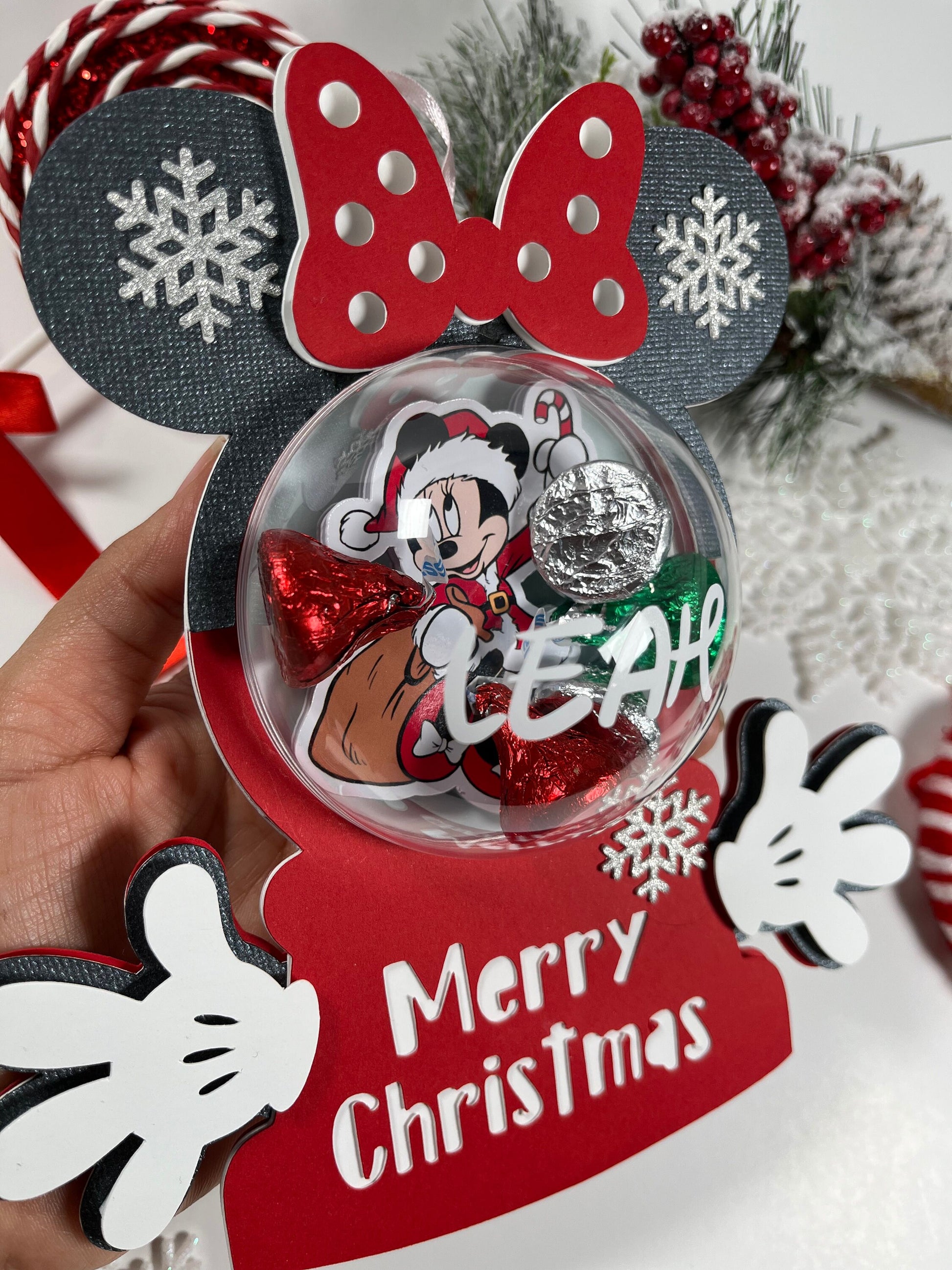 Cut File mickey & minnie Set / Candy Holder / Christmas gift / Dome size 8cm / Christmas Ornament / christmas cut file / xmas ball /