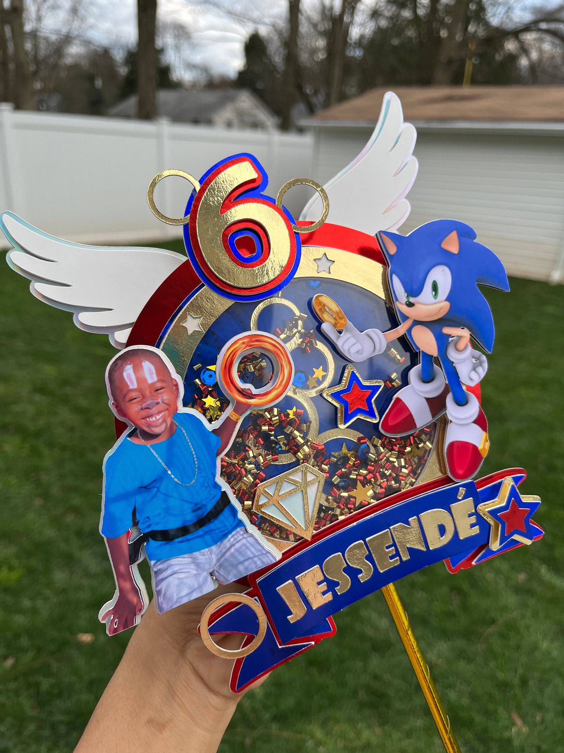 Shaker Cake Topper Sonic / sonic cake topper / Sonic The Hedgehog Cake Topper / Sonic party decoration / Sonic topper / 3D Cake Topper