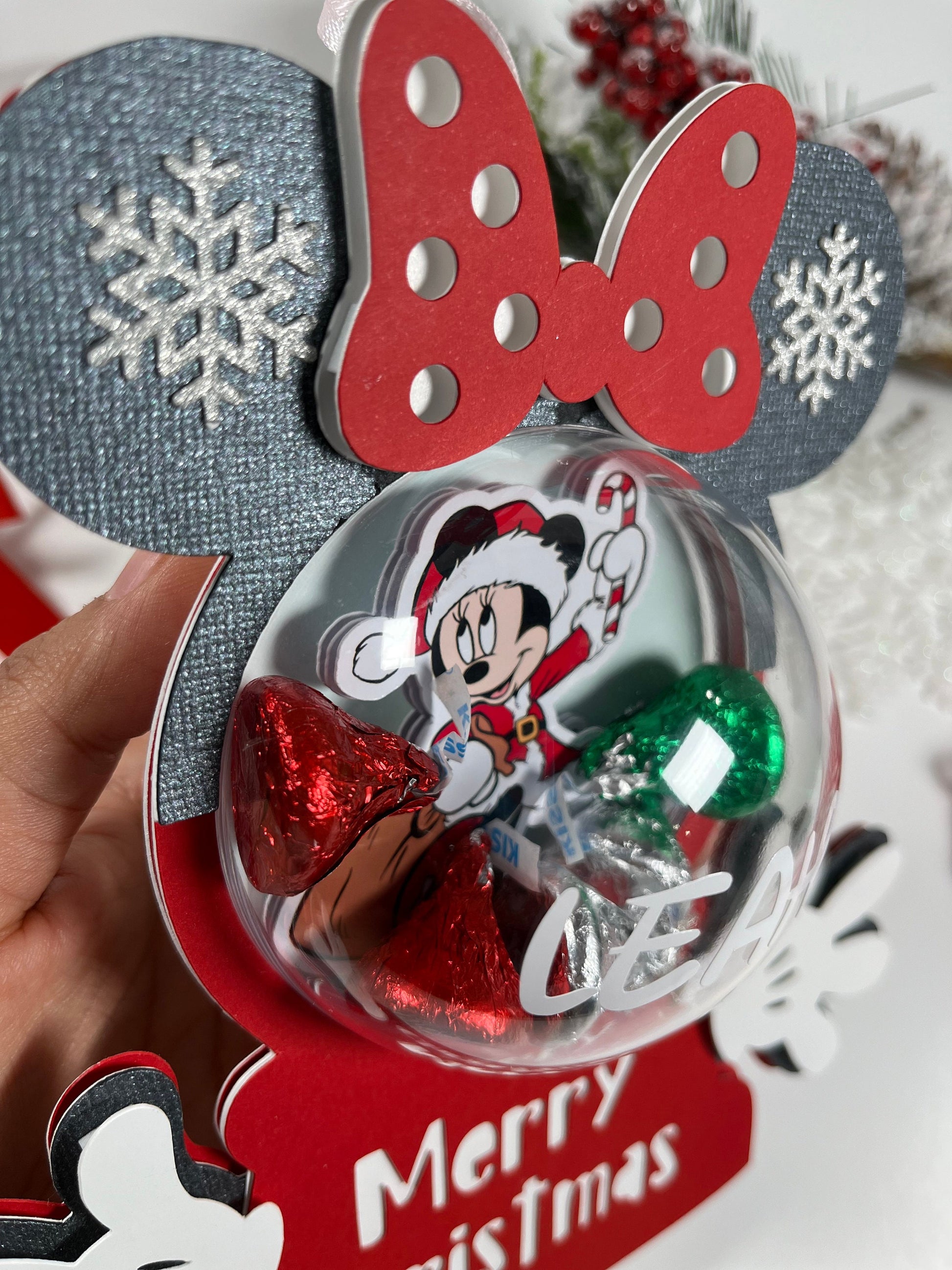 Cut File mickey & minnie Set / Candy Holder / Christmas gift / Dome size 8cm / Christmas Ornament / christmas cut file / xmas ball /