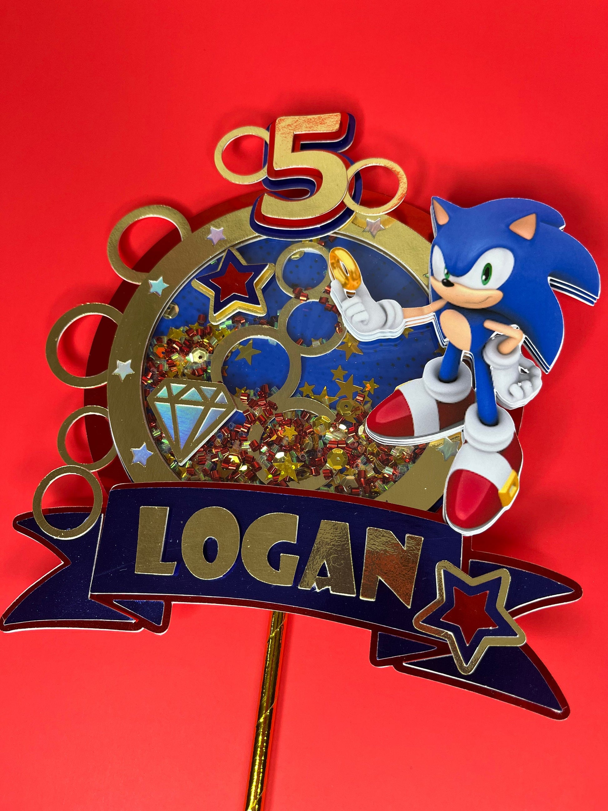 Shaker Cake Topper Sonic / sonic cake topper / Sonic The Hedgehog Cake Topper / Sonic party decoration / Sonic topper / 3D Cake Topper