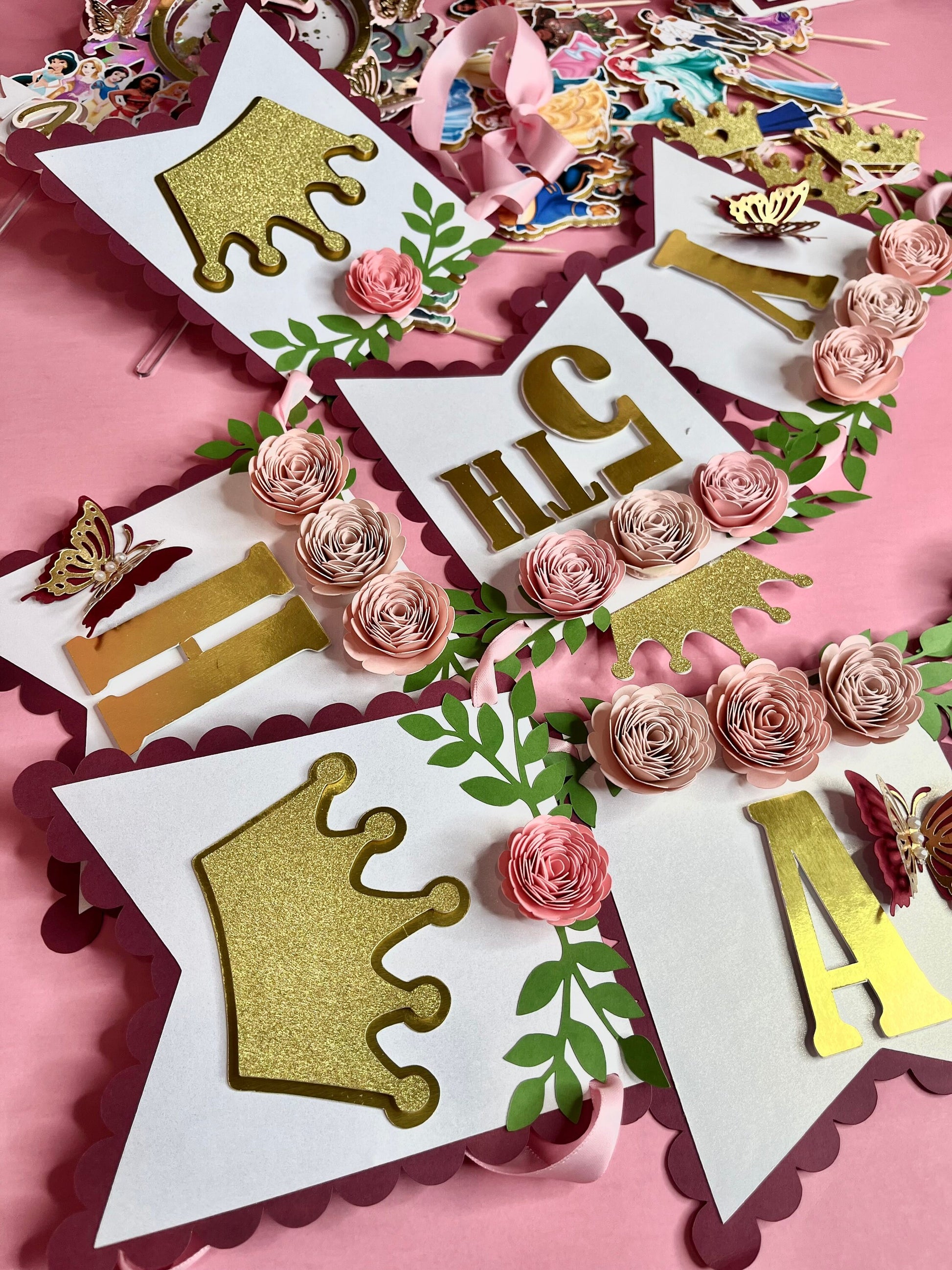 Princess party pack / Princesses party decor / Princesses party supplies / princess banner / princess birthday party / princess 3d number