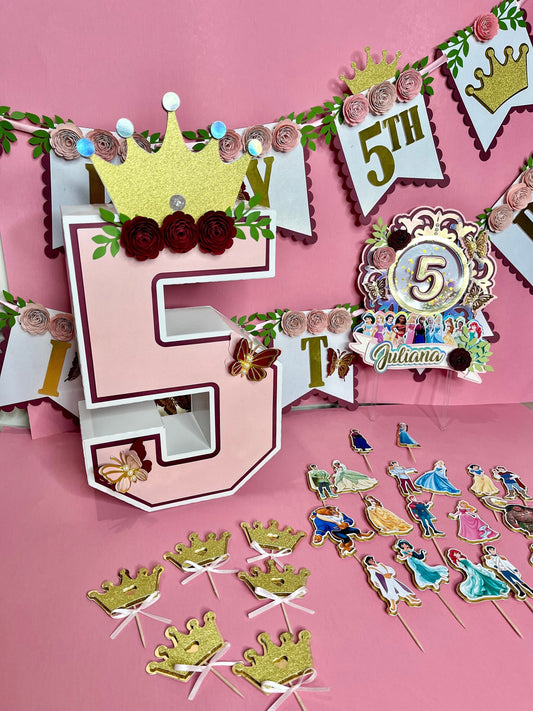 Princess party pack / Princesses party decor / Princesses party supplies / princess banner / princess birthday party / princess 3d number