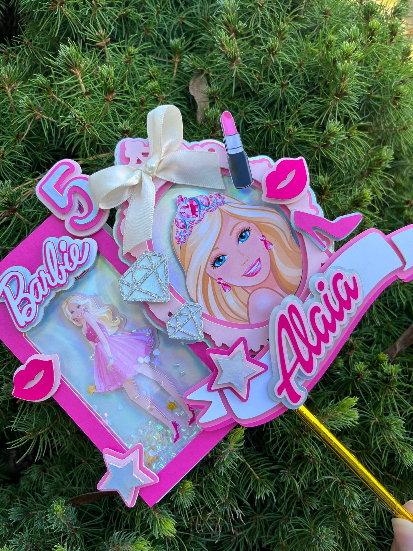 Princess Cake topper, Doll cake topper, Smash Cake, Princess Party, Birthday Party, Princess 3D Shaker Cake topper/ Dreamtopia cake topper