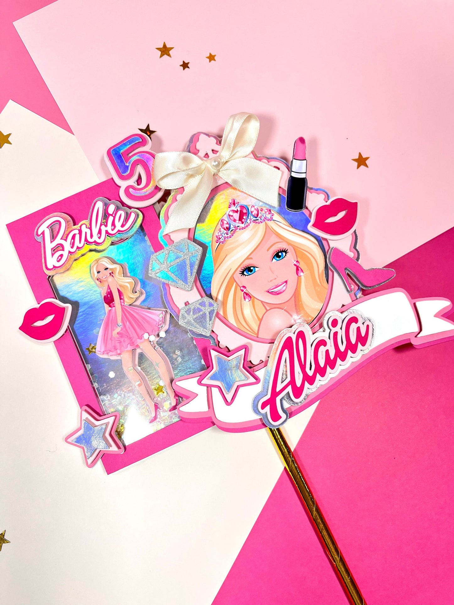 Princess Cake topper, Doll cake topper, Smash Cake, Princess Party, Birthday Party, Princess 3D Shaker Cake topper/ Dreamtopia cake topper