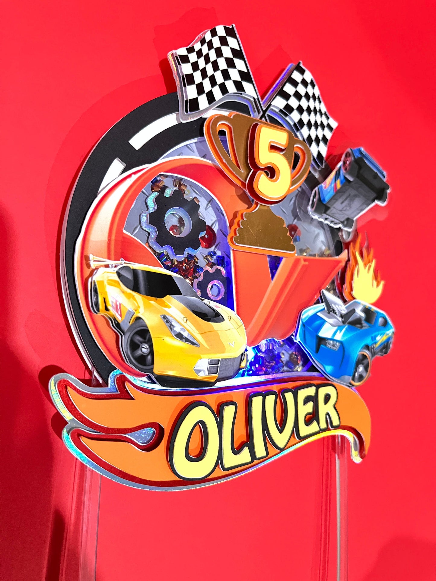 Race car cake topper / racing car cake topper / fast car topper / wheels cake topper / race car party decor / race car birthday party