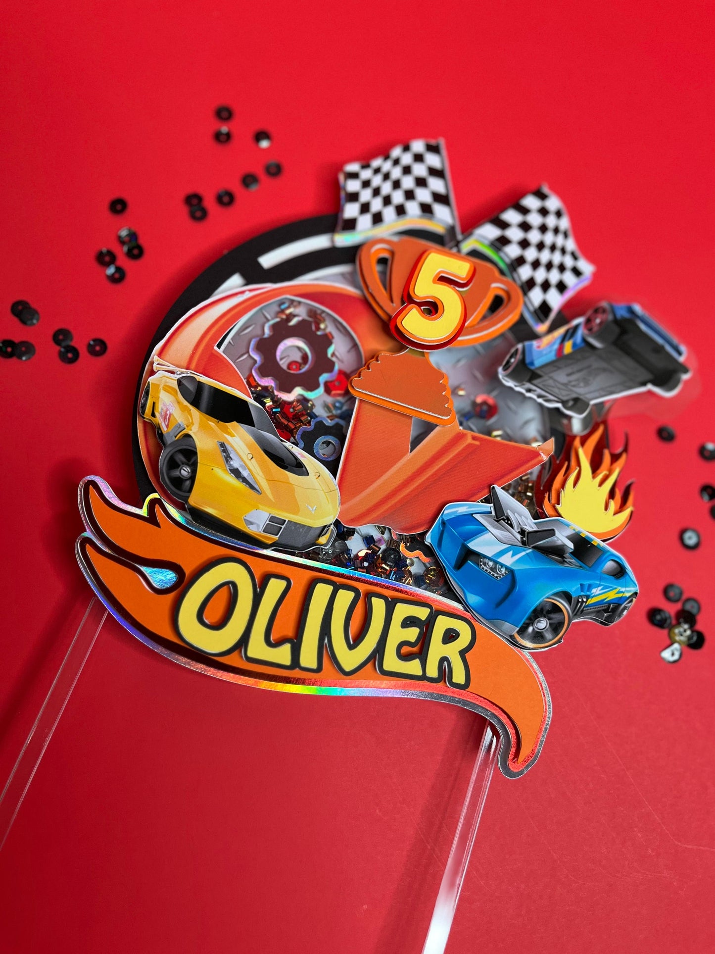 Race car cake topper / racing car cake topper / fast car topper / wheels cake topper / race car party decor / race car birthday party