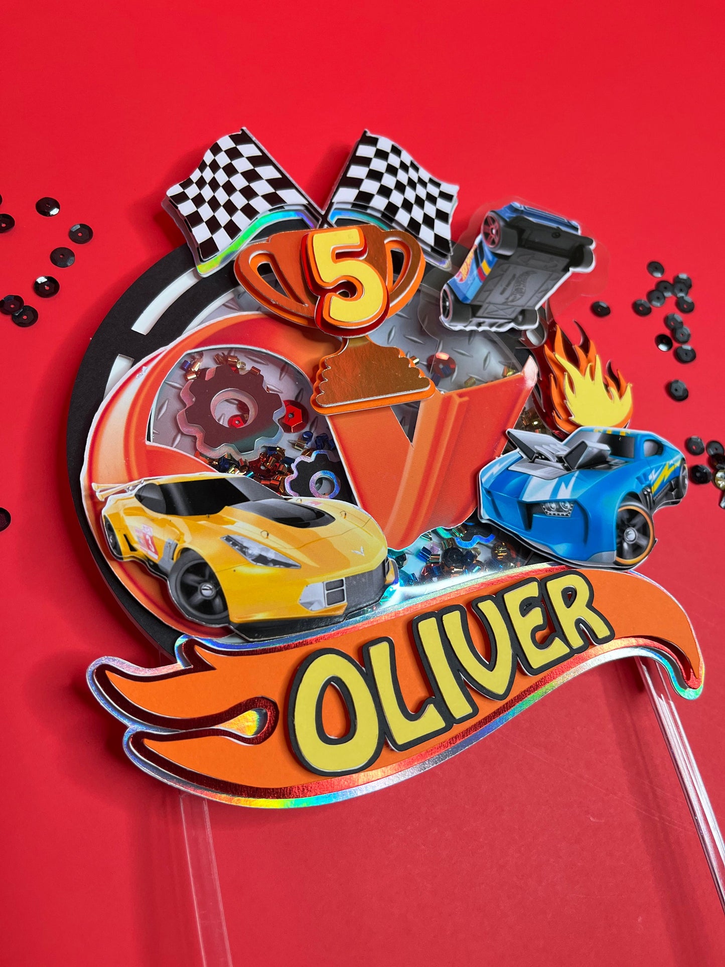 Race car cake topper / racing car cake topper / fast car topper / wheels cake topper / race car party decor / race car birthday party