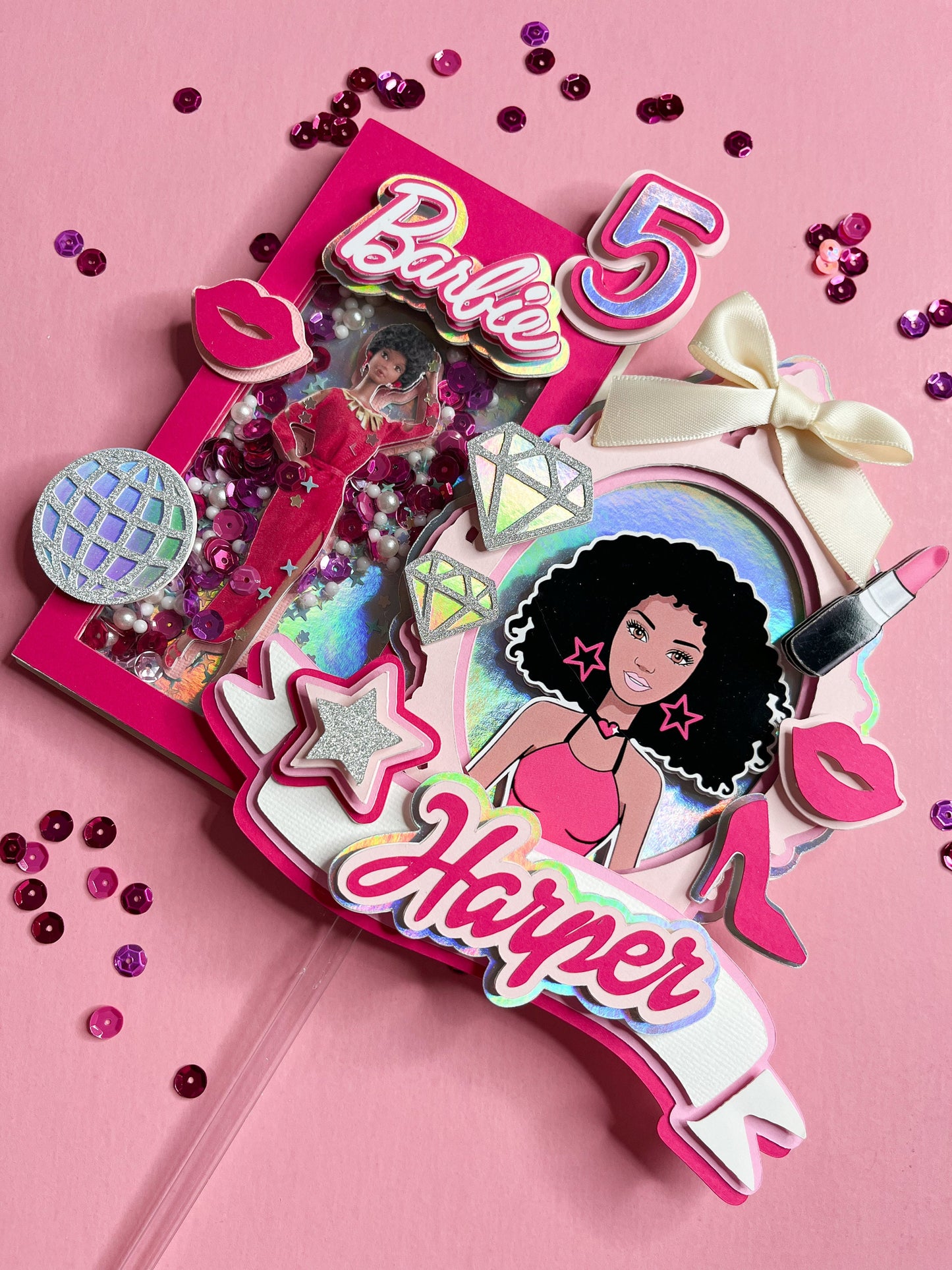 Princess Cake topper, Doll cake topper, Smash Cake, Princess Party, Birthday Party, Princess 3D Shaker Cake topper/ Dreamtopia cake topper