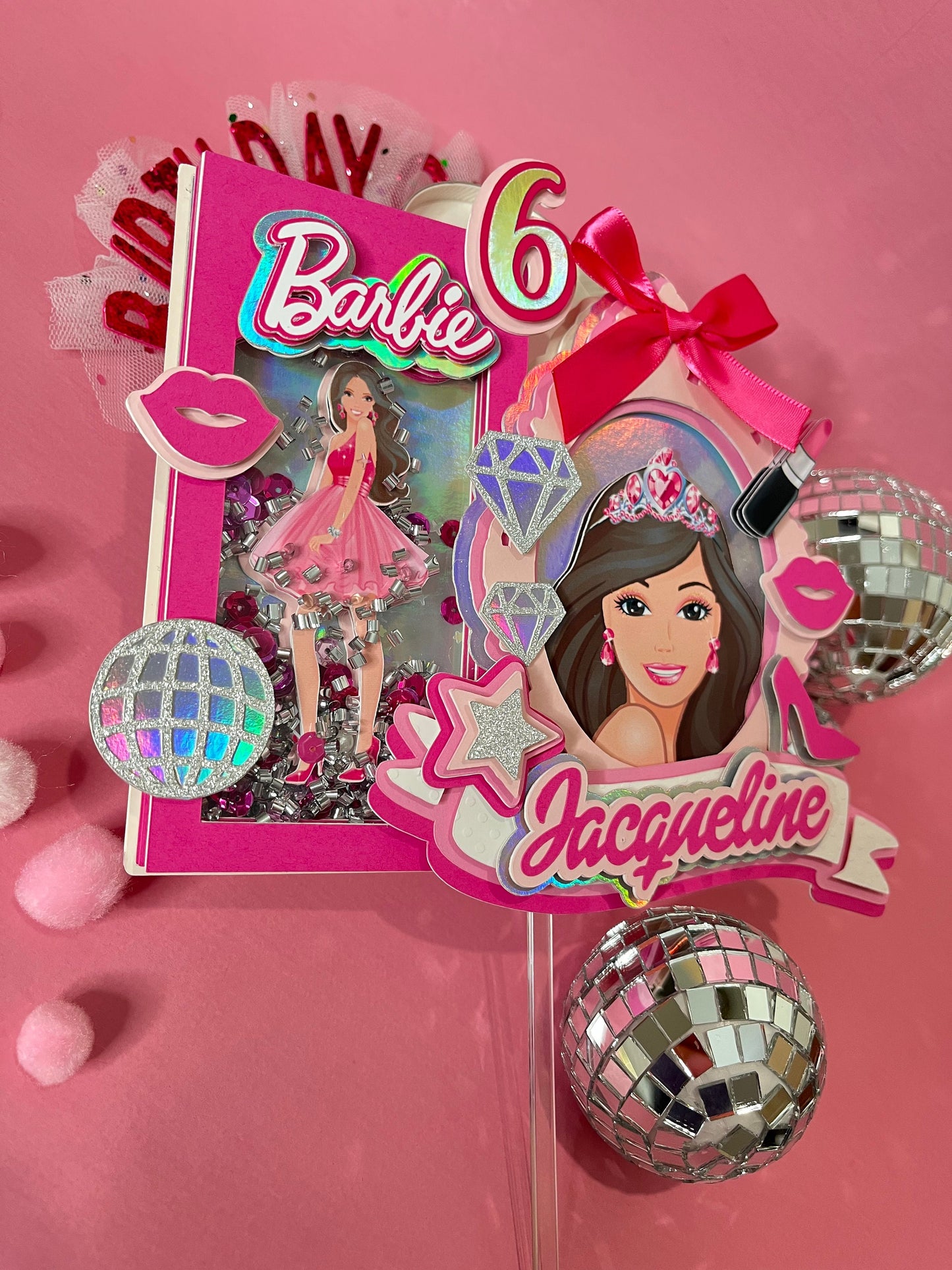 Princess Cake topper, Doll cake topper, Smash Cake, Princess Party, Birthday Party, Princess 3D Shaker Cake topper/ Dreamtopia cake topper
