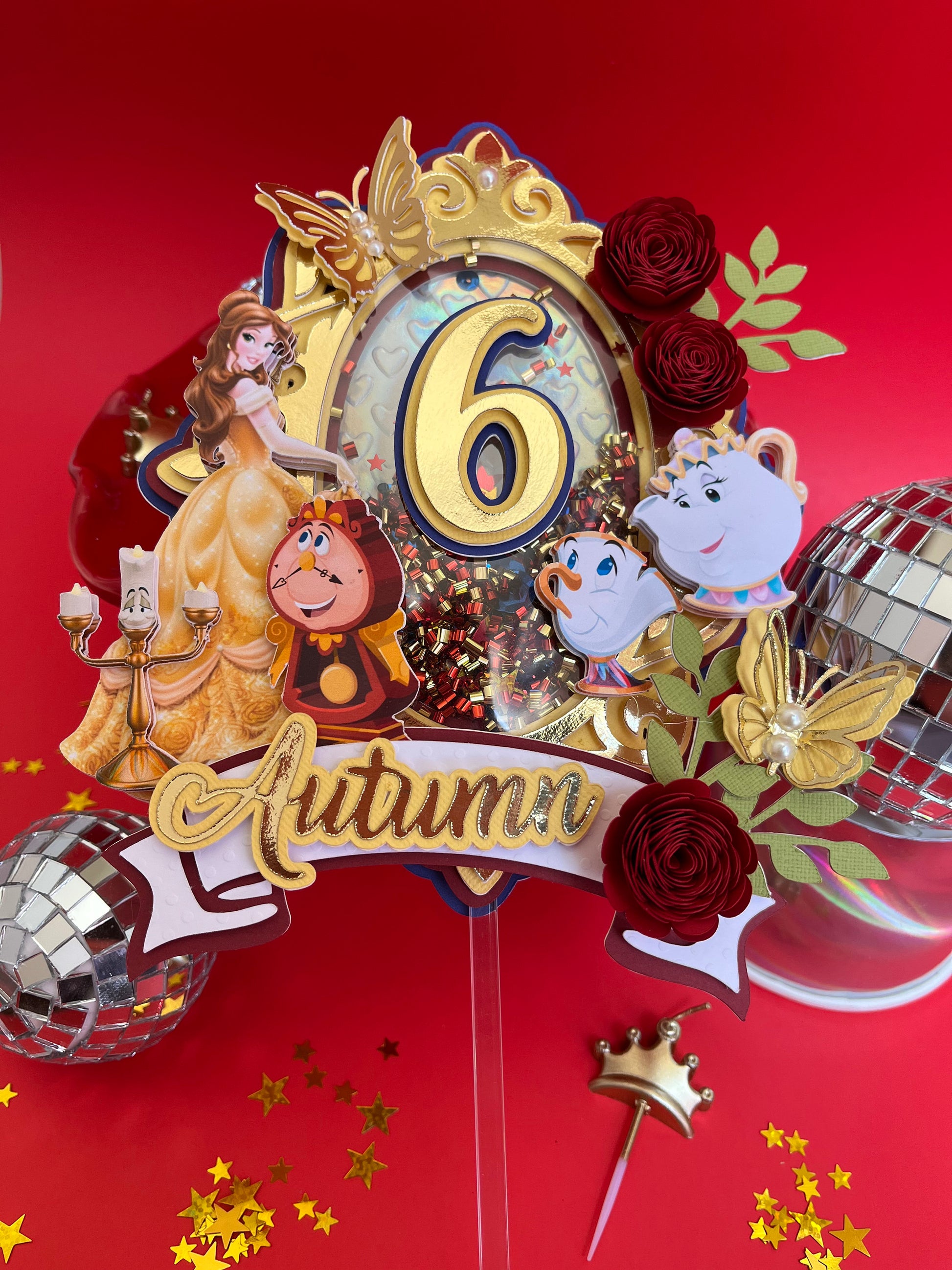 Beauty & the beast cake topper/ Belle cake topper/ beauty and the beast topper / Belle shaker topper/ Beauty and the beast party