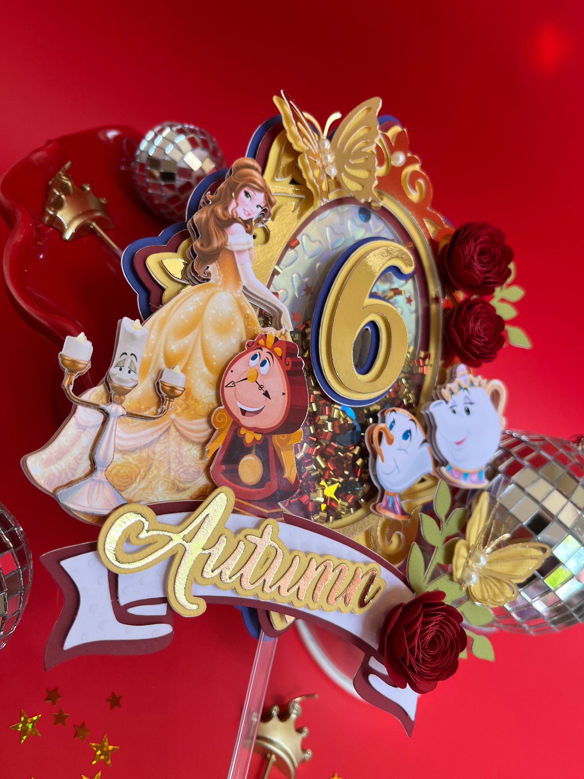 Beauty & the beast cake topper/ Belle cake topper/ beauty and the beast topper / Belle shaker topper/ Beauty and the beast party