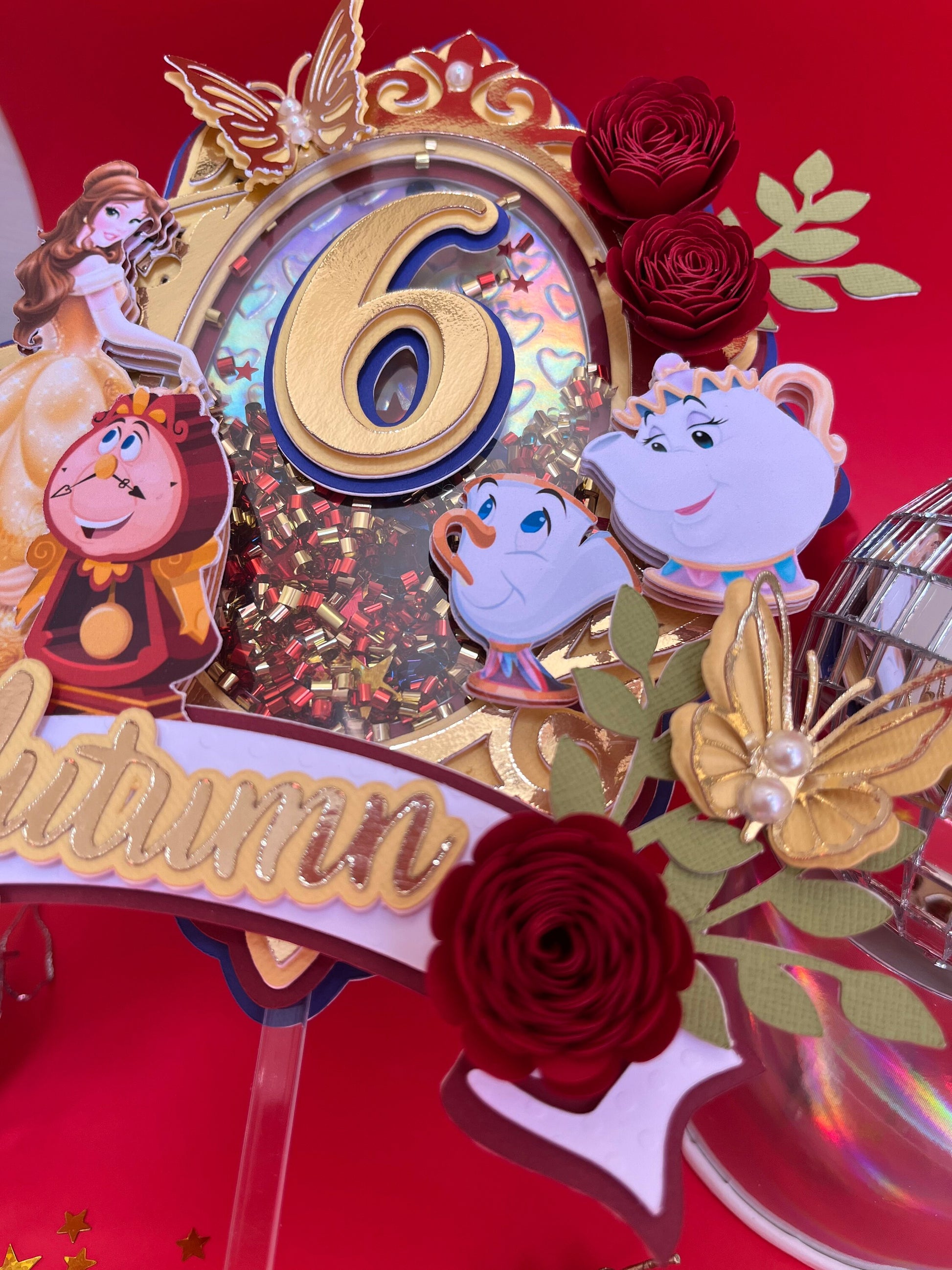 Beauty & the beast cake topper/ Belle cake topper/ beauty and the beast topper / Belle shaker topper/ Beauty and the beast party