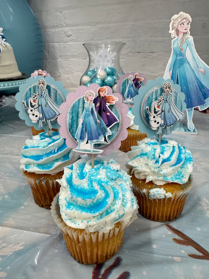 Frozen cupcake toppers/ Frozen party decoe