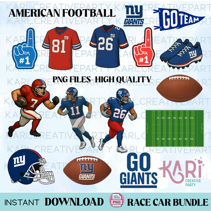NY Giants American Football PNG bundle/ American football PNG Bundle
