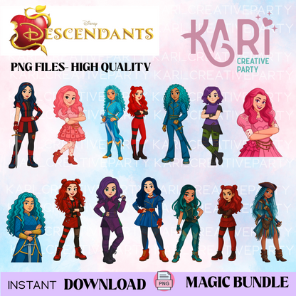 Descendants png files/ Descendants cartoon clipart/ Descendants PNG Bundle